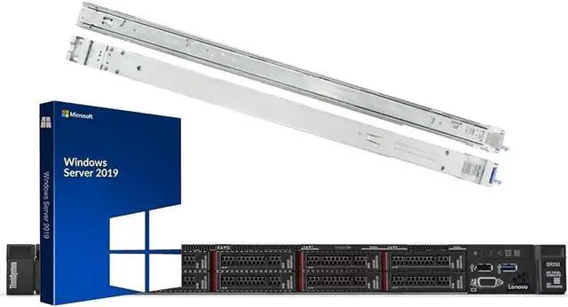 Main image of Lenovo ThinkSystem SR250 Rack Server Bundle with Rail Kit, Windows Server 2019, Intel Xeon E-2136 6-Core 3.3GHz, 64GB DDR4, 4TB SSD, RAID