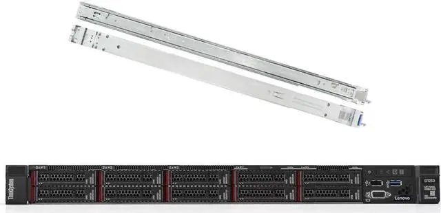 Alt view image 2 of 3 - Lenovo ThinkSystem SR250 Rack Server Bundle with Rail Kit, Windows Server 2019, Intel Xeon E-2136 6-Core 3.3GHz, 64GB DDR4, 4TB SSD, RAID