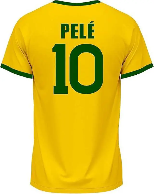 Alt view image 2 of 6 - Brazil/Brasil 1970 Retro Soccer Jersey for Men Vintage Yellow Football Shirt Pelé Tribute Classic Fan Apparel XL
