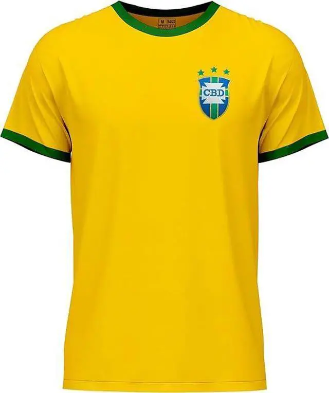 Main image of Brazil/Brasil 1970 Retro Soccer Jersey for Men Vintage Yellow Football Shirt Pelé Tribute Classic Fan Apparel XL