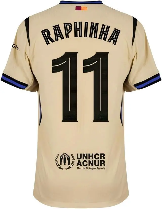 Main image of Raphinha #11 Mens Soccer Jersey Fan Edition Short Sleeve & Casual Shirt - Home, Away, Third Kit & Fourth Kit 2025/26 Gold / Purple / Black XL
