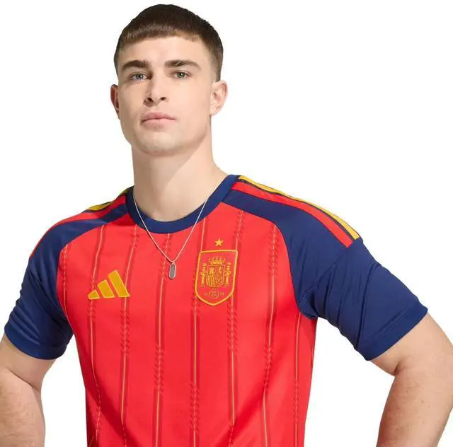 Alt view image 3 of 5 - Men's Spain 26 Home Replica Soccer Jersey, Short Sleeve Breathable Quick-Dry Football Shirt, Classic National Team Uniform for Match Day, Training and Casual Fan Wear