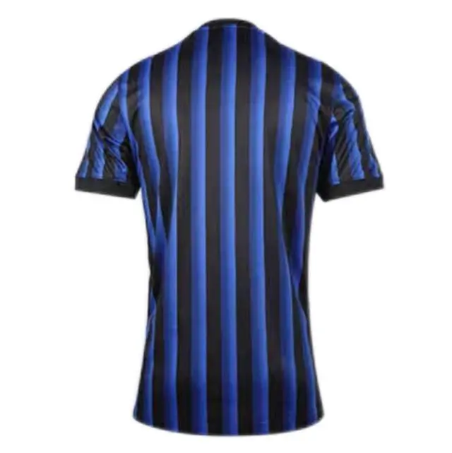 Alt view image 2 of 5 - Men's Inter Milan 25/26 Home Short Sleeve Soccer Fan Jersey, Black & Cyan Wavy Vertical Stripe Football Shirt, Breathable Quick Dry Polyester Athletic Uniform for Training, Match Day & Casual Fan Wear