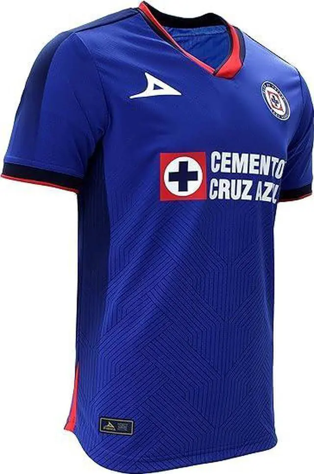 Alt view image 3 of 4 - Men's Cruz Azul 2023 Home Replica Soccer Jersey, Short Sleeve Breathable Quick Dry Blue Football Shirt, Geometric Line Pattern Sports Uniform for Training, Match Day & Daily Casual Sport Wear