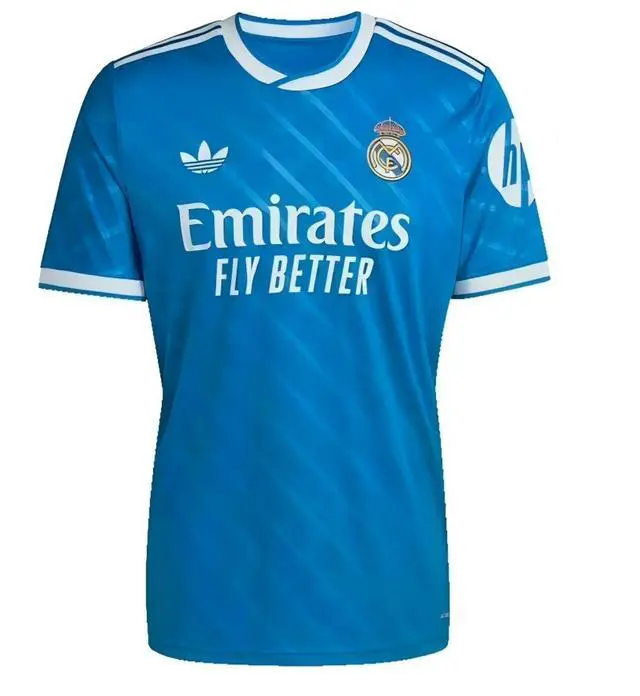 Main image of Men's Real Madrid 25/26 Third Fan Version Soccer Jersey, Blue Short Sleeve Quick Dry Football Shirt for Training, Game Day and Casual Wear M
