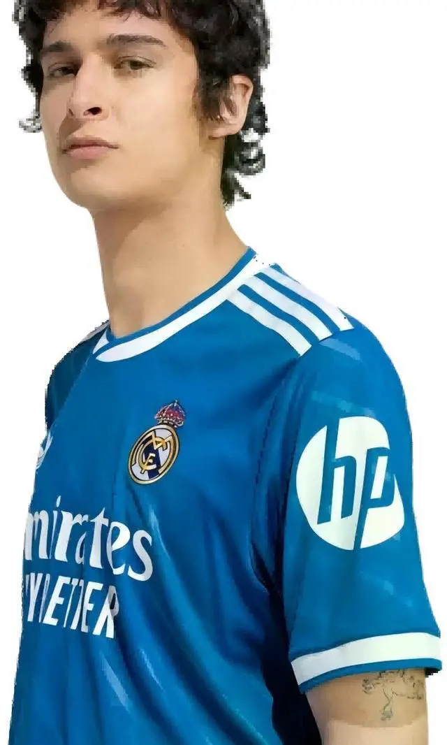 Alt view image 4 of 4 - Men's Real Madrid 25/26 Third Fan Version Soccer Jersey, Blue Short Sleeve Quick Dry Football Shirt for Training, Game Day and Casual Wear M
