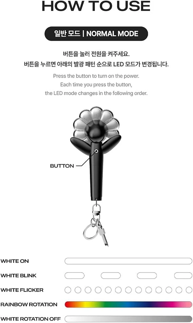 Alt view image 4 of 7 - G-DRAGON Mini Light Stick Keyring Black Version, LED Daisy Light Keychain, Concert Fan Merchandise Bag Charm Gift