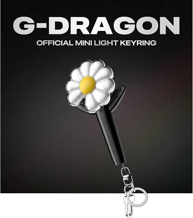 Alt view image 2 of 7 - G-DRAGON Mini Light Stick Keyring Black Version, LED Daisy Light Keychain, Concert Fan Merchandise Bag Charm Gift