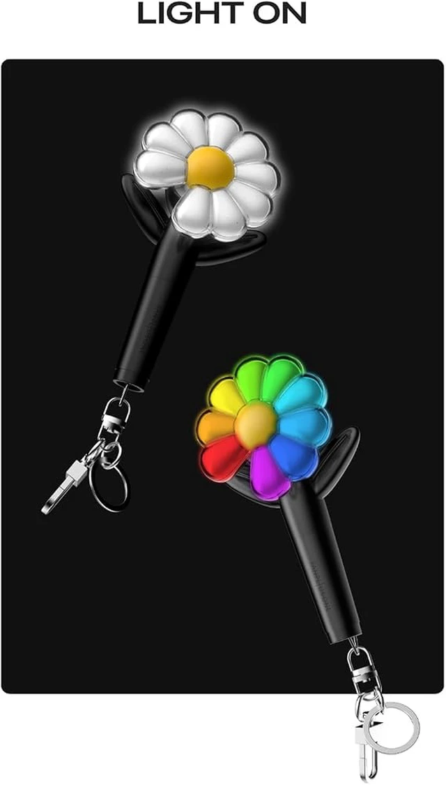 Alt view image 5 of 7 - G-DRAGON Mini Light Stick Keyring Black Version, LED Daisy Light Keychain, Concert Fan Merchandise Bag Charm Gift