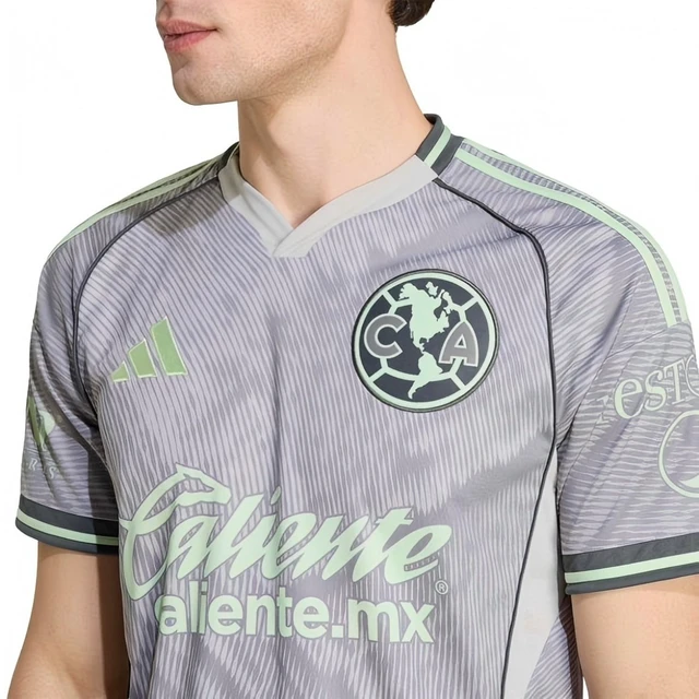 Alt view image 4 of 5 - Club America 2025/26 Men's Third Soccer Jersey, Quick Dry Replica Football Shirt, Grey with Lime Green Accents for Match Day, Training & Casual Wear XL