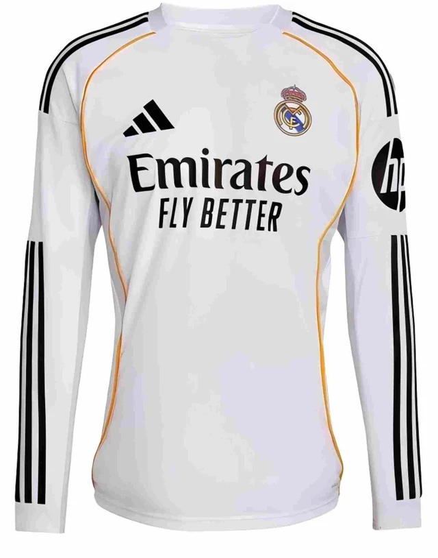 Main image of 2025-26 Real Madrid Men's Stadium Home Long-Sleeve Soccer Jersey M