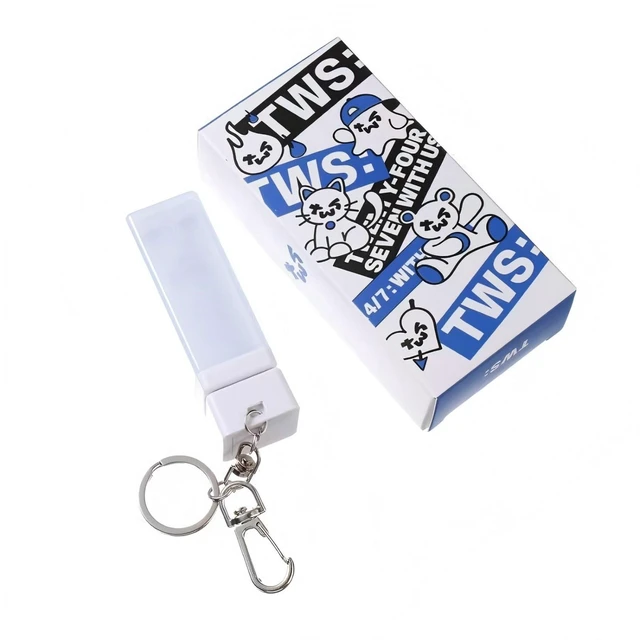 Alt view image 3 of 5 - TWS Mini Lightstick Keychain, Glowing Concert Cheering Light Pendant, Cute Kpop Fan Key Ring with Stickers, Bag Charm Gift