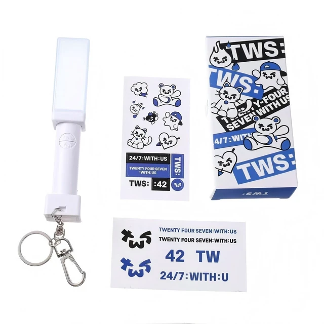 Main image of TWS Mini Lightstick Keychain, Glowing Concert Cheering Light Pendant, Cute Kpop Fan Key Ring with Stickers, Bag Charm Gift