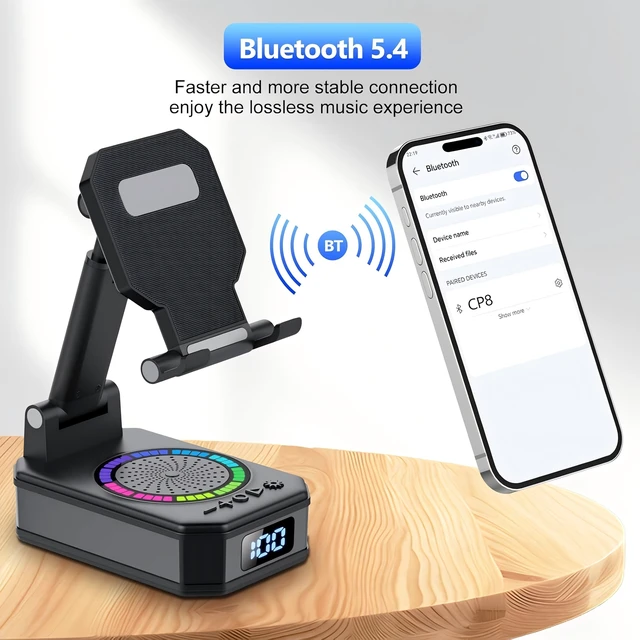 Alt view image 4 of 7 - Gifts for Men Women, Cell Phone Stand with Wireless Bluetooth Speaker