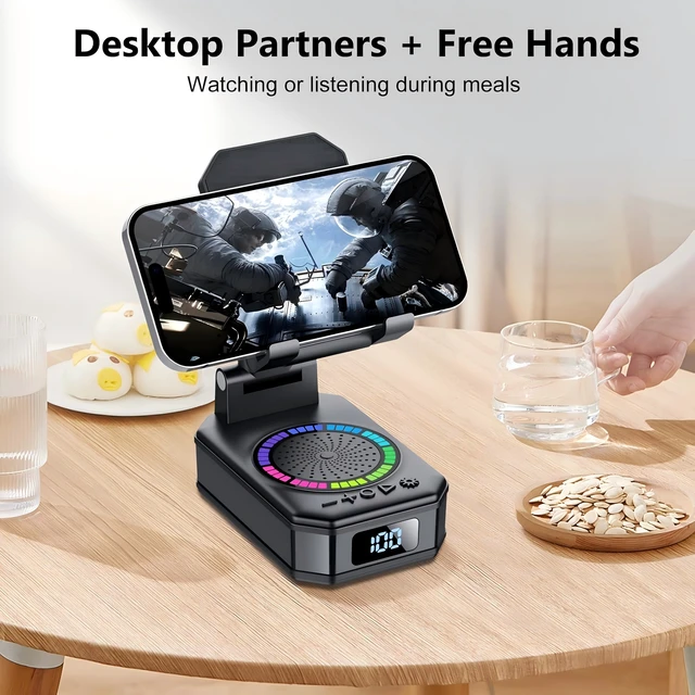 Alt view image 6 of 7 - Gifts for Men Women, Cell Phone Stand with Wireless Bluetooth Speaker