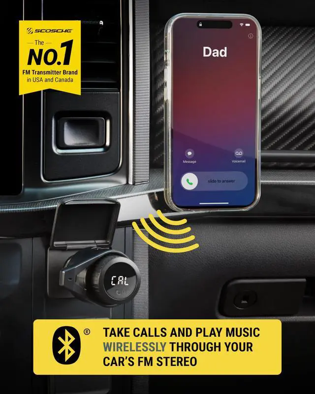 Alt view image 2 of 7 - BTFM9 FM Bluetooth Transmitter Car, Dual 12W USB-C and USB-A Charging Ports, Fast Type C Car Charger, Wireless Radio Bluetooth Adapter, Hands-Free Kit for Calls, Siri and Google Assistant