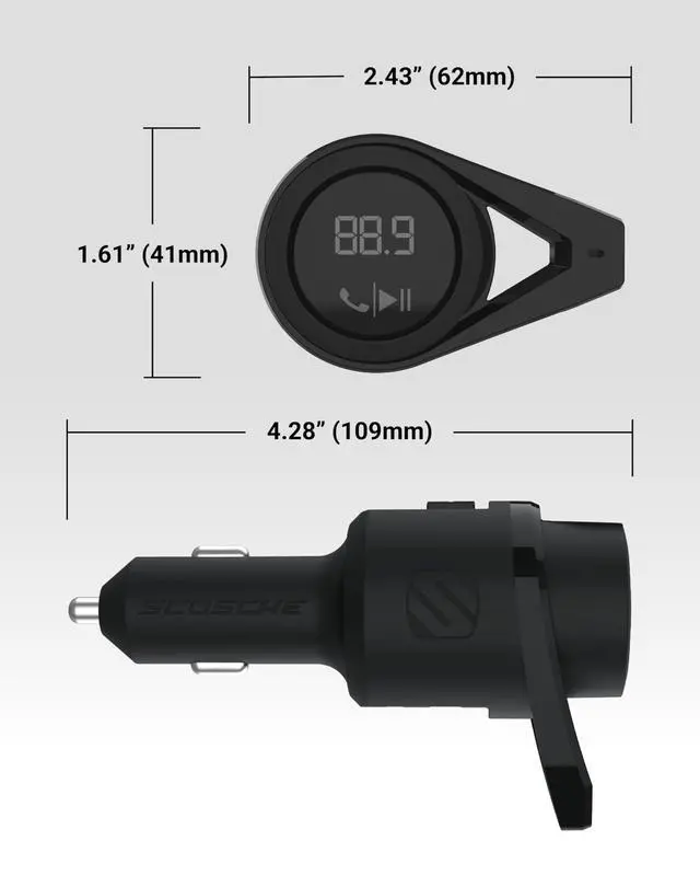 Alt view image 6 of 7 - BTFM9 FM Bluetooth Transmitter Car, Dual 12W USB-C and USB-A Charging Ports, Fast Type C Car Charger, Wireless Radio Bluetooth Adapter, Hands-Free Kit for Calls, Siri and Google Assistant
