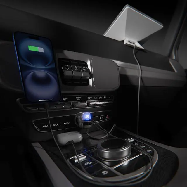 Alt view image 6 of 6 - Starlink Mini Car Charger, Star Link Mini DC Power Cable 10FT/3FT, Mini Starlink Accessories 100W 12V-24V Cigarette Lighter Adapter with USB, Type-C Port and Voltmeter, Waterproof DC Plug