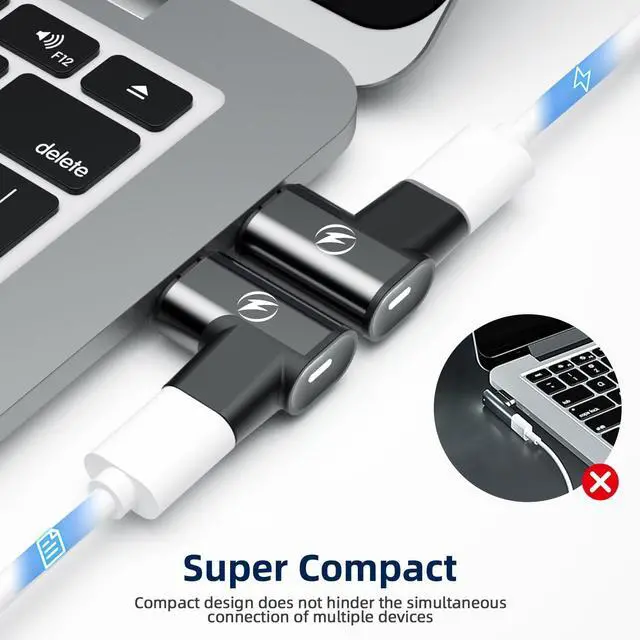 Alt view image 3 of 7 - 240W USB C Magnetic Adapter, (2 Pack) Magnetic USB C Adapter Right Angle 24Pin with USBC 4 40Gbps 8K 60Hz for iPhone 16/15 Series, Thunderbolt 3/4, MacBook Pro/Air and More Type C Devices