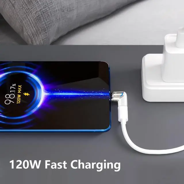 Alt view image 3 of 7 - Magnetic USB C Adapter Right Angle 2 Pack 100w USB C Magnetic Adapter Fast Charging 5Pin 480Mbps Data Transmission, White