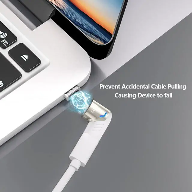 Alt view image 5 of 7 - Magnetic USB C Adapter Right Angle 2 Pack 100w USB C Magnetic Adapter Fast Charging 5Pin 480Mbps Data Transmission, White