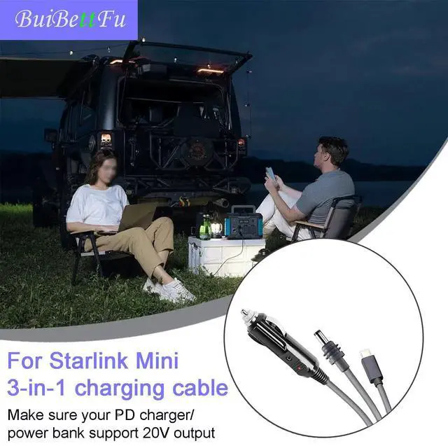 Alt view image 3 of 7 - for Starlink Mini DC Power Cable Cigarette Lighter 10FT/ 3M, High-Speed Starlink Mini 12V-24V Car Replacement Cable Charger Supply Cord Adapter Plug Accessories (3 in 1)