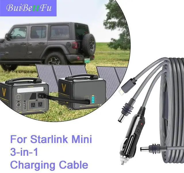 Alt view image 7 of 7 - for Starlink Mini DC Power Cable Cigarette Lighter 10FT/ 3M, High-Speed Starlink Mini 12V-24V Car Replacement Cable Charger Supply Cord Adapter Plug Accessories (3 in 1)