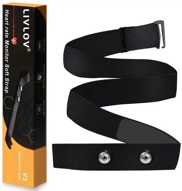 Main image of Heart Rate Monitor Replacement Strap, Chest Replacement Strap Compatible with Wahoo Tickr Polar H7 Garmin HRM Coospo, IP67 Waterproof, Adjustable Soft Size M to XXL