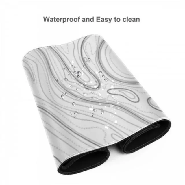 Alt view image 5 of 6 - White Topographic Gaming Mouse Pad XL,35.4" x 15.7" Large Desk Mat,Topo Lines Minimalist Desk Pad for Office Home,Waterproof Rubber Base Extended Keyboard Mat for Laptop,Gamer, Desk Decor