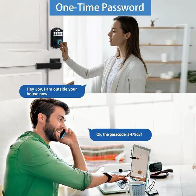 Alt view image 6 of 7 - Fingerprint Smart Door Lock with Keyless Entry, Keypad Door Lock, Tuya App Control, Auto Lock, Easy DlY Installation, Smart Deadbolt for Home, Apartment, Airbnb (Black)
