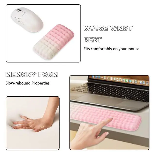 Alt view image 2 of 7 - Ergonomic Keyboard and Mouse Wrist Rest Set - Wrist Support for Mouse, Computer Wrist Cushion Combo, Soft Memory Foam Wrist Support for Keyboard, Laptop, Mac, Office, Work, Gaming