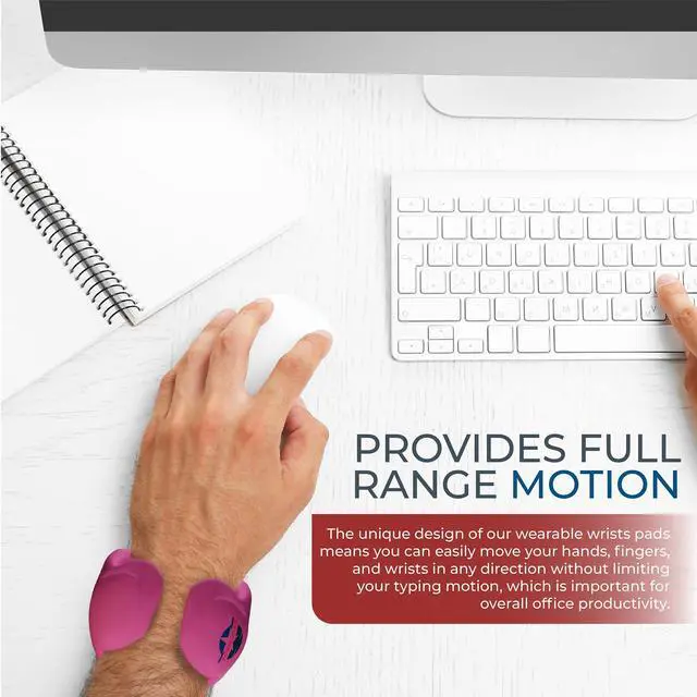 Alt view image 3 of 7 - Wearable Gaming Wrist Rest for Keyboard, Mouse pad, Laptop, and PC Work or Gamer Support. (Pink, S-M)