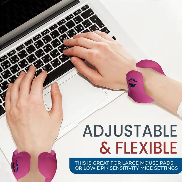 Alt view image 4 of 7 - Wearable Gaming Wrist Rest for Keyboard, Mouse pad, Laptop, and PC Work or Gamer Support. (Pink, S-M)