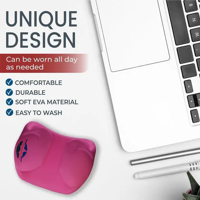 Alt view image 5 of 7 - Wearable Gaming Wrist Rest for Keyboard, Mouse pad, Laptop, and PC Work or Gamer Support. (Pink, S-M)