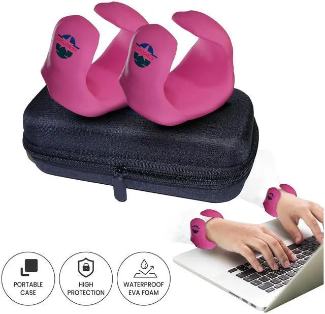 Alt view image 6 of 7 - Wearable Gaming Wrist Rest for Keyboard, Mouse pad, Laptop, and PC Work or Gamer Support. (Pink, S-M)