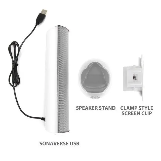 Alt view image 2 of 7 - SonaVERSE USB Speakers for Laptop Computer - USB Powered Mini Sound Bar with Clip-On Portable External Speaker Design for Monitor, One Cable for Digital Audio Input and Power (White)