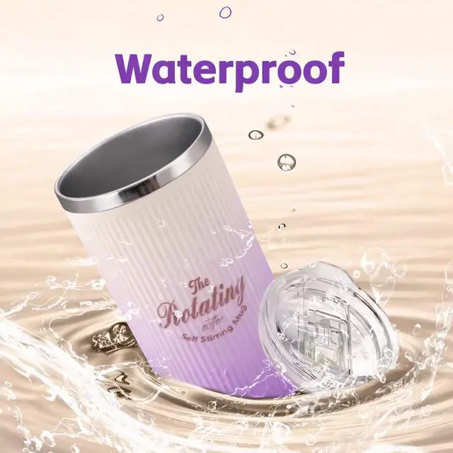 Alt view image 5 of 6 - Self Stirring Coffee Mug, 16.9oz / 500ml Magnetic Stirring Cup, SUS 316 Stainless Steel Auto Mixing Mug with Slide Lid, Rechargeable Self Stirring Mug for Coffee & Office Use (Purple)