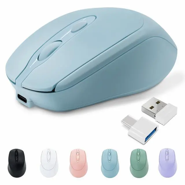 Main image of Rechargeable Wireless Bluetooth Mouse, Silent, Portable Slim Computer Mouse (Blue) for Laptop/iPad/MacBook Pro/Air, PC/Surface Pro/Lenovo/Samsung Table