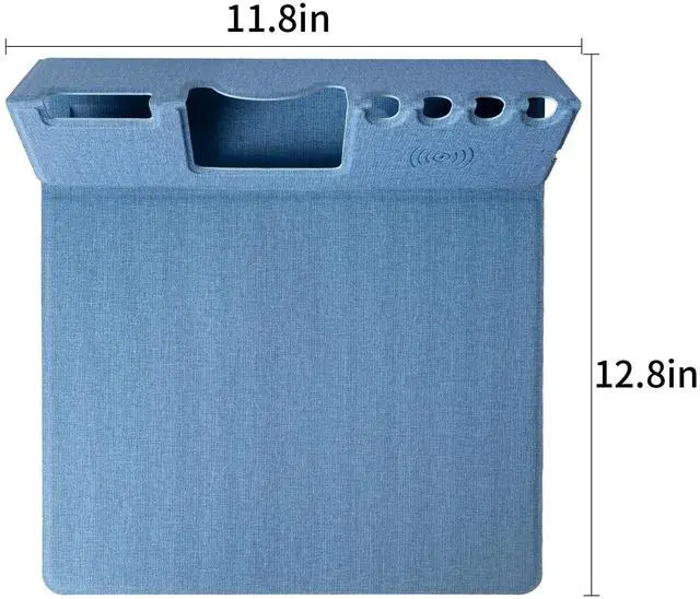 Alt view image 7 of 7 - Mouse Pad with Phone Holder & Pen Holders, Wireless Charging Desk Mat, Mousepad Home Office Desk Pad with Ultra-Smooth Surface, Non-Slip Base, Waterproof Keyboard Pad, Classic Blue Desk Mat