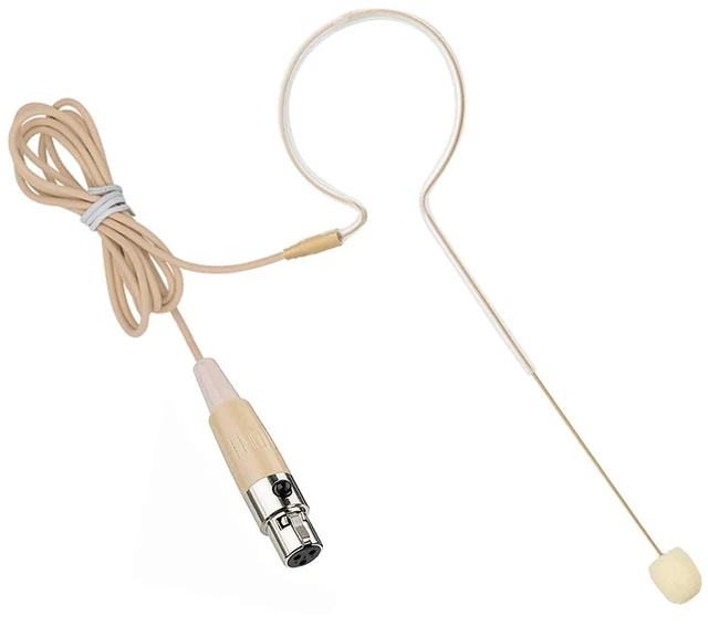 Main image of Headset Single Earhook Microphone Compatible with AKG Bodypack | Earset Headworn Over Ear Hanging Condenser Omnidirectional Mic for Wireless System Transmitter with Mini XLR 3 Pin TA3F Plug