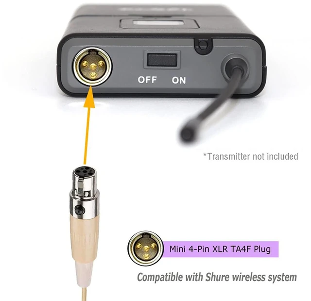 Alt view image 4 of 5 - Headset Single Earhook Microphone Compatible with Shure Bodypack | Earset Headworn Over Ear Hanging Condenser Omnidirectional Mic for Wireless System Transmitter with Mini XLR 4 Pin TA4F Plug
