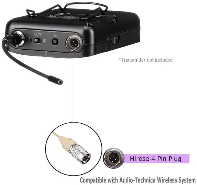 Alt view image 6 of 7 - Headset Microphone Double Over Ear Earset Over Ear Headworn Mic Compatible with Audio-Technica Wireless System Bodypack Transmitter with 1.2m Cable Windscreen Hirose 4 Pin Plug