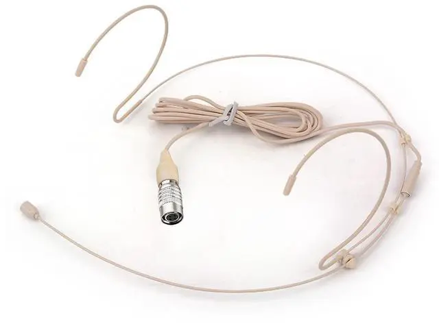 Alt view image 7 of 7 - Headset Microphone Double Over Ear Earset Over Ear Headworn Mic Compatible with Audio-Technica Wireless System Bodypack Transmitter with 1.2m Cable Windscreen Hirose 4 Pin Plug