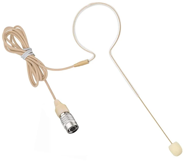 Main image of Headset Single Ear Microphone Compatible with Audio-Technica Bodypack | Earhook Earset Headworn Over Ear Hanging Condenser Omnidirectional Mic for Wireless System Transmitter with Hirose 4 Pin Plug