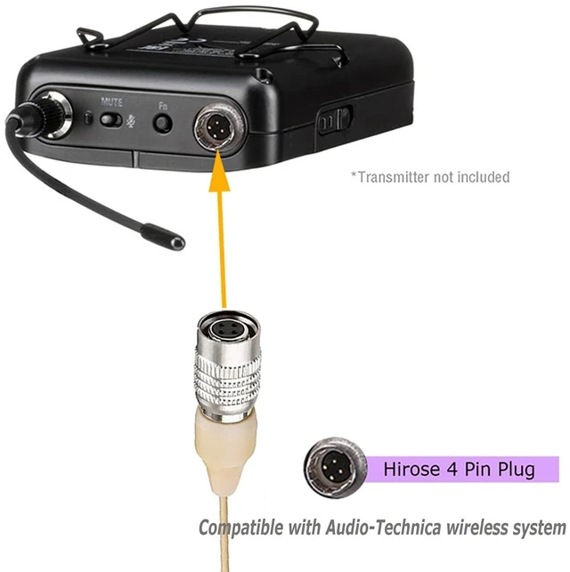 Alt view image 4 of 5 - Headset Single Ear Microphone Compatible with Audio-Technica Bodypack | Earhook Earset Headworn Over Ear Hanging Condenser Omnidirectional Mic for Wireless System Transmitter with Hirose 4 Pin Plug