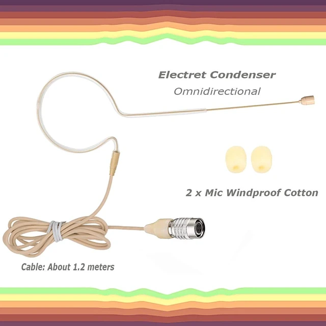 Alt view image 5 of 5 - Headset Single Ear Microphone Compatible with Audio-Technica Bodypack | Earhook Earset Headworn Over Ear Hanging Condenser Omnidirectional Mic for Wireless System Transmitter with Hirose 4 Pin Plug