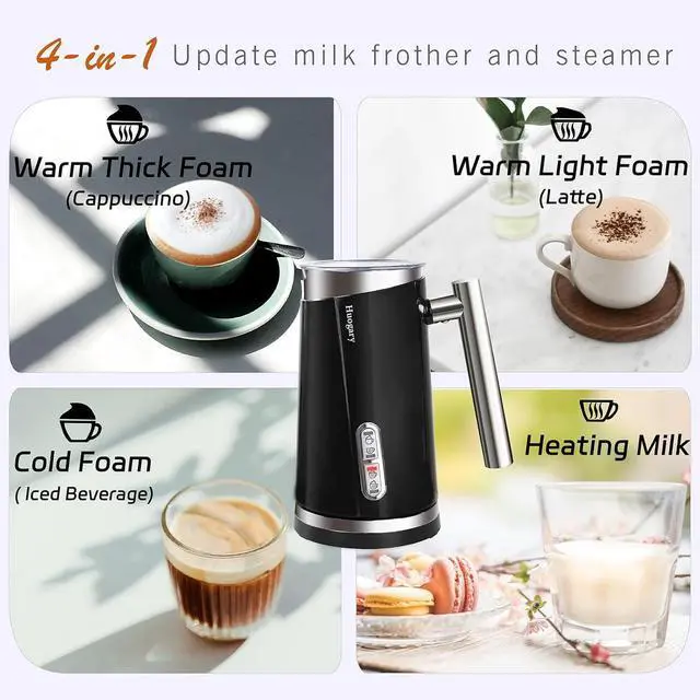 Alt view image 3 of 6 - Milk Frother, 4 in 1 Electric Milk Steamer, Automatic Hot & Cold Foam Maker, Milk Warmer for Coffee, Latte, Cappuccino, Macchiato, 120V