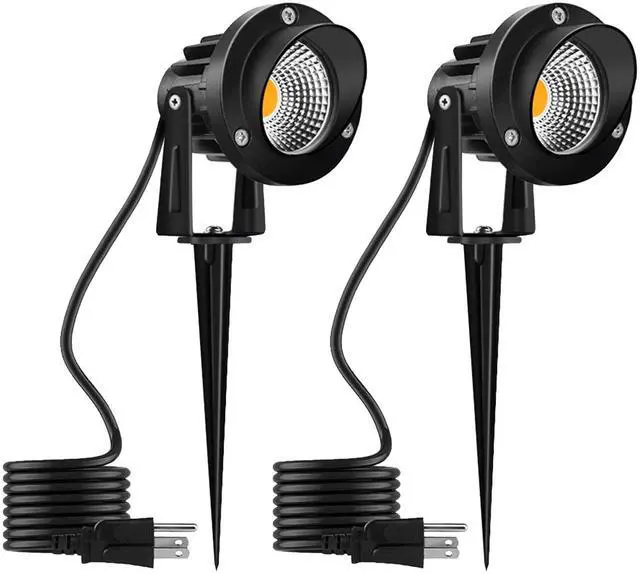 Main image of 120V LED Landscape Spotlights, 10W Outdoor Spotlights for Yard, 3000K Warm White, 120V AC Spot Light with Ground Spike, Waterproof Landscape Lighting for House Garden Lawn Decorative - 2 Pack