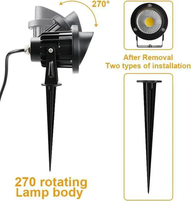 Alt view image 4 of 7 - 120V LED Landscape Spotlights, 10W Outdoor Spotlights for Yard, 3000K Warm White, 120V AC Spot Light with Ground Spike, Waterproof Landscape Lighting for House Garden Lawn Decorative - 2 Pack