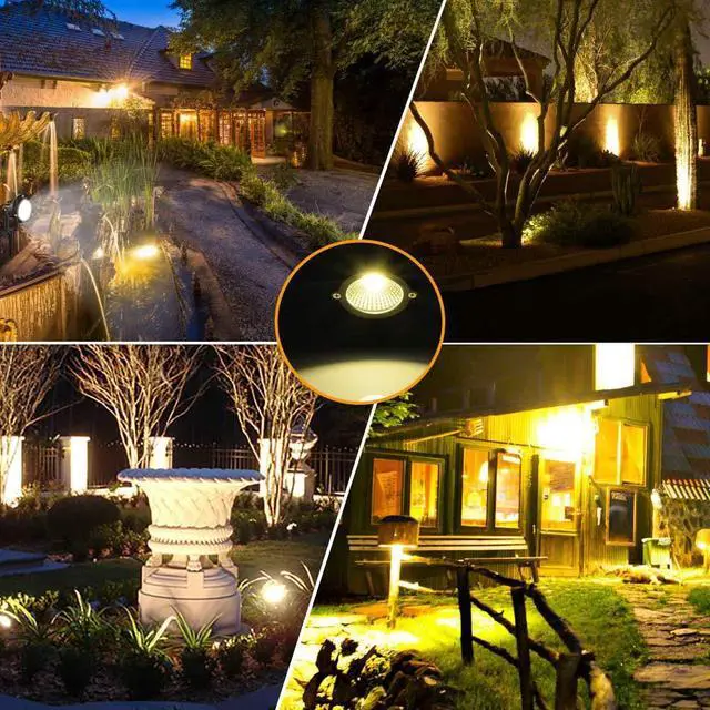Alt view image 6 of 7 - 120V LED Landscape Spotlights, 10W Outdoor Spotlights for Yard, 3000K Warm White, 120V AC Spot Light with Ground Spike, Waterproof Landscape Lighting for House Garden Lawn Decorative - 2 Pack